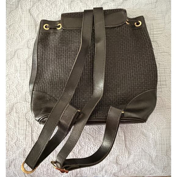 VINTAGE Cee Klein Accessories Woven Black‎ Leather Raffia Backpack New Tags 90 main image 6